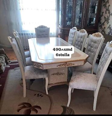 kreditle xalca satisi: Klassik üslubda yemək otağı dəsti: - Dördkünc, geniş süfrə masası – — 1
