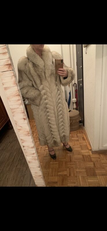 Krzneni kaputi: M, Sa postavom, Polarna lisica, bоја - Bež — 1