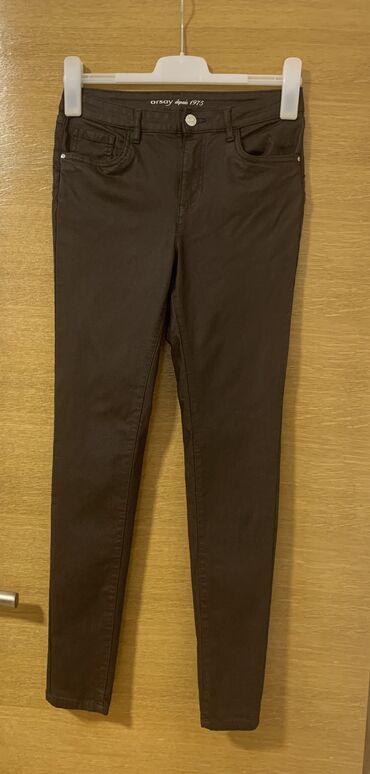 kožne pantalone: M (EU 38), Visok struk, Čino