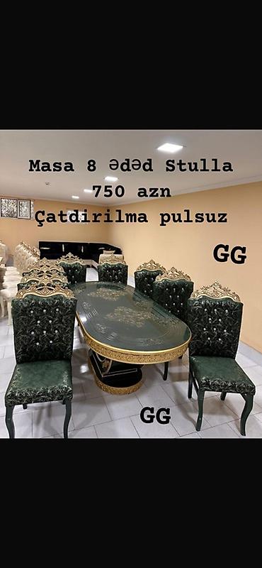 Столы и стулья: Məhsul: Klassik üslubda yemək otağı masa dəstləri • Masa ölçüsü: 2×1 — 3