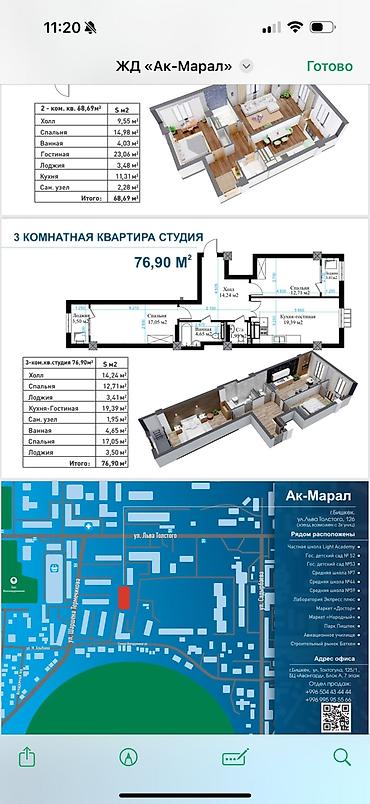 Продажа квартир: 3-комнатная квартира-студия, 76,90 м², ЖК «Ак-Марал» Планировка и — 2