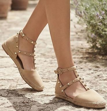 fit beige 48: Bež ženske espadrile sa kaiševima i nitnama - Model: espadrile sa — 1