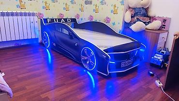 balaca it səkilləri: Uşaq carpayisi Uşaq mebeli Tekerli işiqli Matras ortopedik Led işiqlar — 1