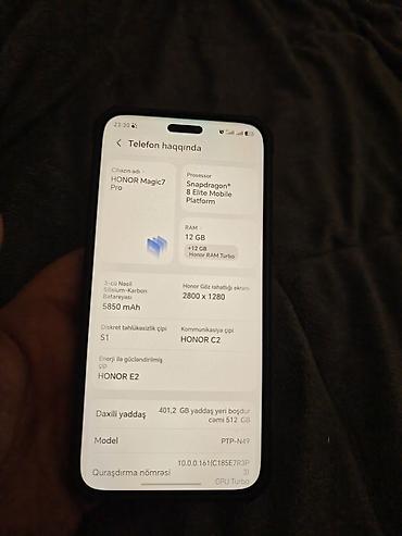 mobil tel: Honor Magic 7 Pro, 512 GB, rəng - Qara, Face ID — 5