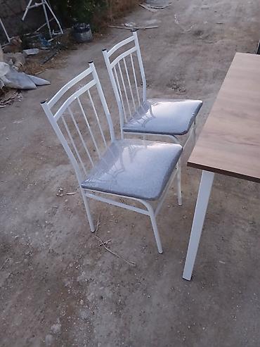 green mmc: Mətbəx/dinləmə dəsti – 1 masa + 4 stul - Masa: düzbucaqlı forma, ağ — 1