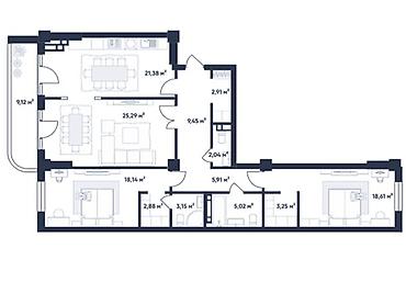 127: 3 комнаты, 127 м², Элитка, 2 этаж, ПСО (под самоотделку) — 8