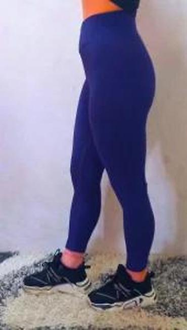 Helanke, biciklistički šortsevi: Ribane sportske helanke – tamnoplave - Model: visok struk, dužina do — 25