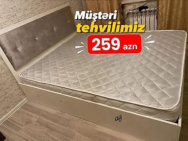 раскладушки в баку: Новый, Двуспальная кровать, С подъемным механизмом, С матрасом, Без выдвижных ящиков — 1