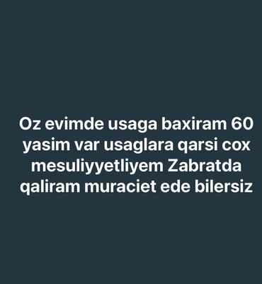 Tədbirlərin təşkili: Öz evimdə uşaqlara baxıram. 60 yaşım var və uşaqlara qarşı çox