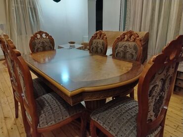 Masa və oturacaq dəstləri: Qonaq otağı üçün, İşlənmiş, Açılan, Oval masa, 8 stul — 3