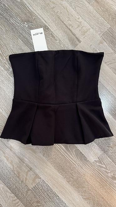 alt geyim: Qadın strapless top – peplum kəsim - Rəng: qara - Model: strapless — 2