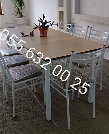 Bağ, çöl mebeli: Yeni, Kvadrat masa, 9 stul, Açılmayan, Stullar ilə, Metal, Azərbaycan — 2