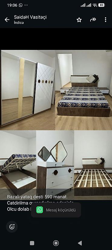 Bazali yataq desti 590 manat. Catdirilma quraşdırılma odenisle. Olcu