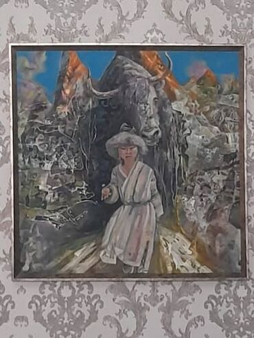 набор юнного художника: Картина "Эдельвейс". 2019 г. Холст, масло. 90х90. Ринат Ханафеев