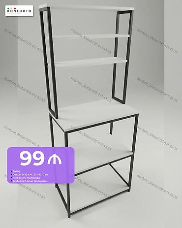 Metall karkaslı çoxsəviyyəli stellaj - Ölçülər: D 40 x H 170 x E 70