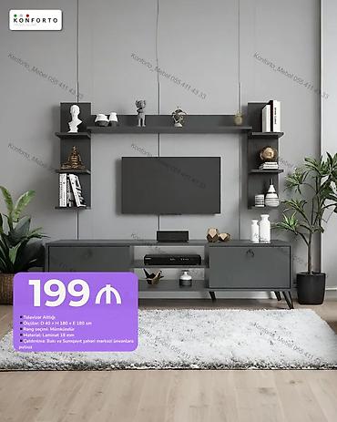 Məhsul: Televizor altlığı və divar rəf dəsti Xüsusiyyətlər: - Ölçü: D