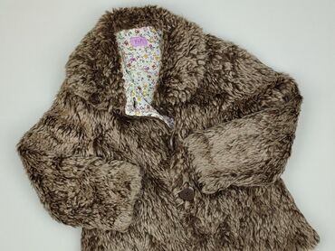 kurtka jeansowa z futerkiem dziecięca: Children's fur coat F&F, 5-6 years, Synthetic fabric, condition - Very good