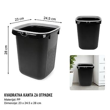 KMT Kvadratna kanta za smeće sa talasastim dezenom, crna 3213092 -