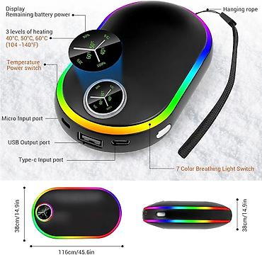 sundjer bob dexy co: Prenosivi grejač za ruke 2‑u‑1 sa power bank funkcijom (10.000 mAh) - — 4