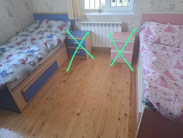 Təknəfərlik uşaq çarpayıları: Oğlan və qız üçün, İşlənmiş, Çarpayı, Matras ilə, Siyirməli