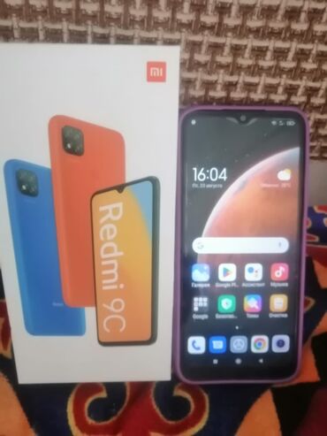 телефон россрочка: Xiaomi, Redmi 9C, Колдонулган, 32 GB, түсү - Көк, 2 SIM