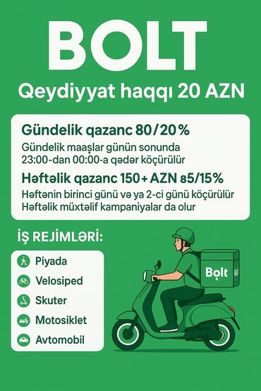 elanları 2023 bakı: Moto-kuryer tələb olunur, Gündəlik ödəniş, Təcrübəsiz