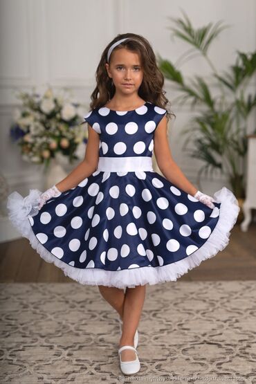 платье большого размера: Детское платье, цвет - Голубой, Б/у