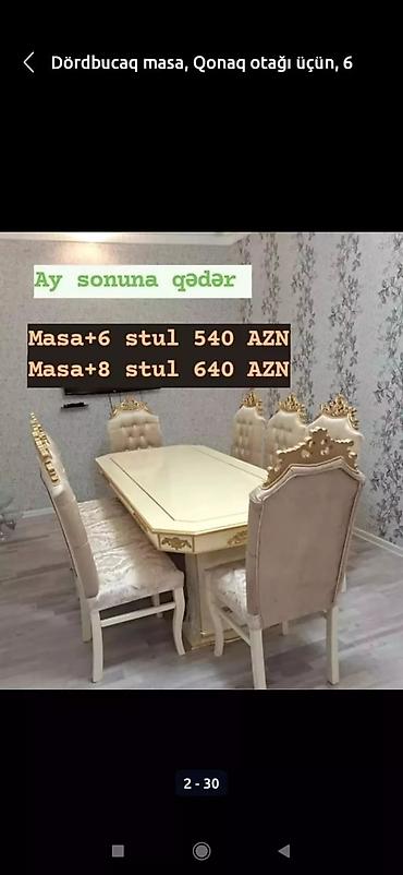 tek termolar: Qonaq otağı üçün, Yeni, Açılmayan, Dördbucaq masa, 6 stul — 2