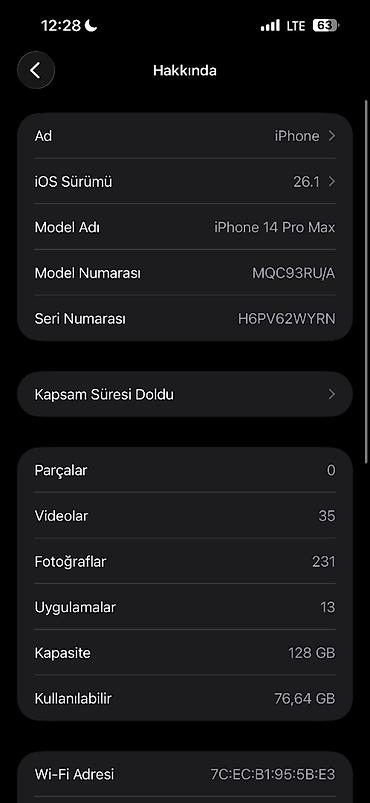 iphone mingecevir: IPhone 14 Pro Max, 128 GB, Deep Purple, Simsiz şarj, Face ID, Sənədlərlə — 5