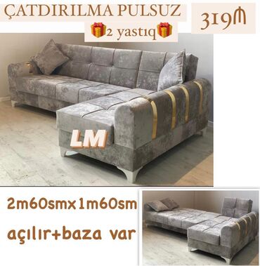 Uşaq və gənc otağı üçün dəstlər: Künc divan, Açılan, Bazalı, Vеlur parça, Pulsuz çatdırılma