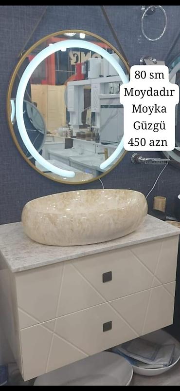 moyka şkafi: 80 sm vanna otağı dəsti – moydadır, əl yuma qabı və işıqlı dairəvi — 1