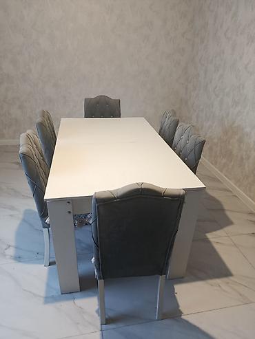 tək stul: Qonaq otağı üçün, İşlənmiş, Açılmayan, Dördbucaq masa, 6 stul — 1