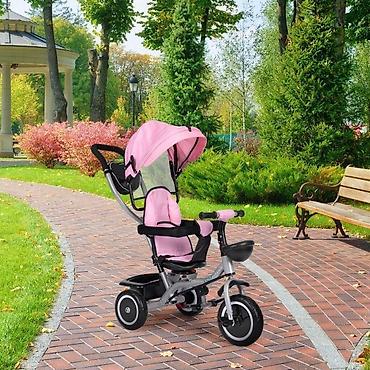 full speed electric: ECOTOYS 2u1 tricikl sa rotirajućim sedištem i sklopivom tendom – Pink — 7