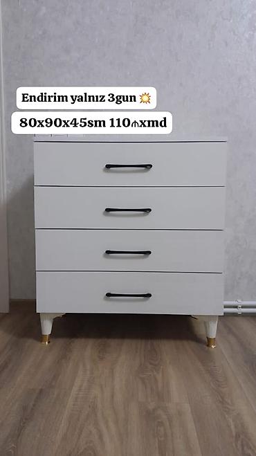 kamot termo: Ağ rəngli geniş çekmecəli komod - Ölçülər: 80 x 90 x 45 sm - 4 ədəd — 1