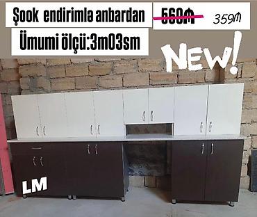 paltar dolap: Mətbəx mebeli dəsti - Ümumi ölçü: 3 m 03 sm - Yuxarı hissə: ağ rəngli — 1