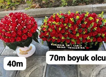 необычные подарки для мужчин: Məhsul: Qırmızı güllərdən ibarət dekorativ kompozisiyalar - Sol