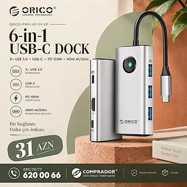 🔥 ORICO PW11-6P-SV-EP – 6-in-1 USB-C HUB, 100W PD və 4K HDMI ORICO