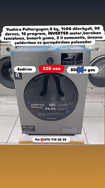 sok masini: Paltaryuyan maşın 8 kq, Yeni, Pulsuz çatdırılma — 9