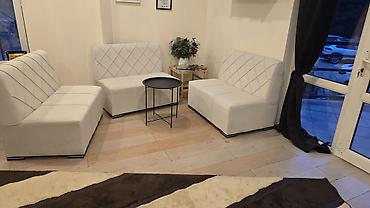 kafe stulları: Ağ rəngli iki nəfərlik divan oturacaq - Minimalist dizayn, almaz — 5