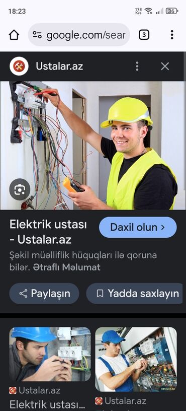 iş axtarlram: Elektrikem daimi yox ara işleri lazim olduqda kimese elaqe saxlaya
