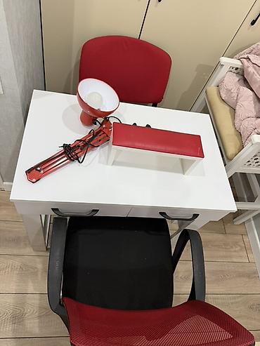 stolüstü ofis dəsti: İş masası dəsti – masa, ofis kreslosu və süfrəüstü işıq - Masa: Ağ — 3