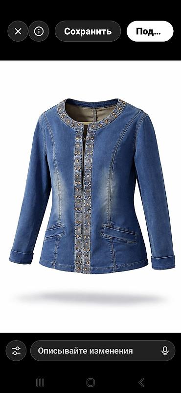 apple watch 7: Qadınlar üçün cins jaket - Material: klassik mavi denim (yüngül — 1