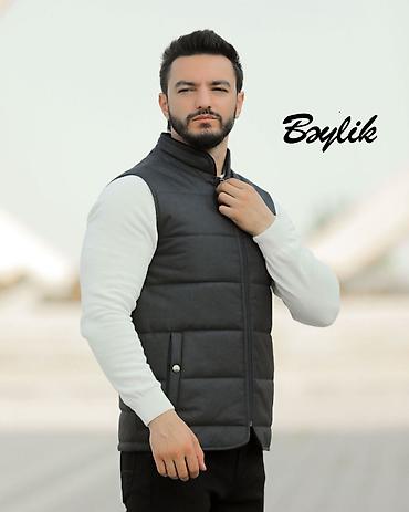 jiletler: Kişi üçün qolsuz şişmə jilet – Boylik - Rəng: tünd boz - Kəsim — 2