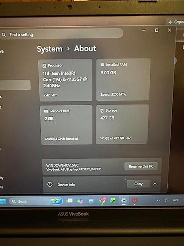 asus j102: İşlənmiş ASUS Vivobook, 14 ", Intel Core i5, 512 GB, Ünvandan götürmə, Ödənişli çatdırılma — 4