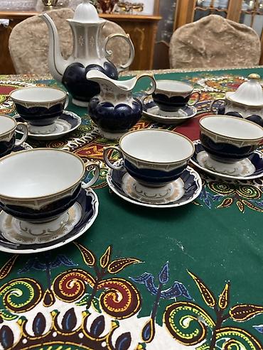 cay: Çay dəsti, rəng - Göy, Farfor, 6 nəfərlik — 2