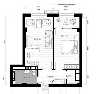 Продажа квартир: 2 комнаты, 52 м², Элитка, 4 этаж, ПСО (под самоотделку)