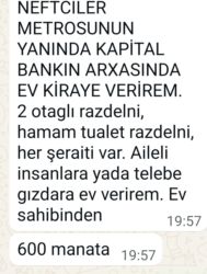 lokbatan kirayə ev: Kirayə mənzil – Neftçilər metrosunun yanında, Kapital Bankın