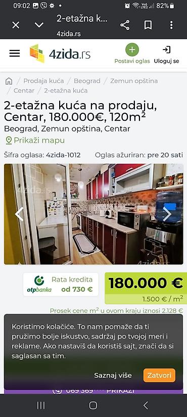 Kuće na prodaju: Dvoetažna kuća, 120 m², Beograd – Zemun, Centar - Raspored: dve etaže — 13