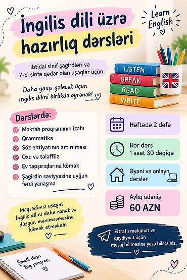 icmeli su catdirilma: Xarici dil kursu, İngilis dili, Uşaqlar üçün — 1