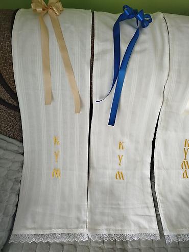 rucno kovani nozevi: Ručnici/peškiri za krštenje sa vezom - Tradicionalni beli peškiri za — 6